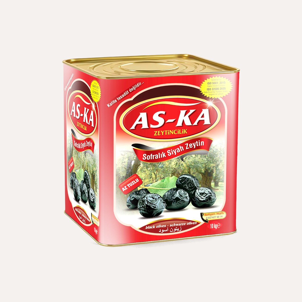 As-Ka Az Tuzlu Sofralık Siyah Zeytin 10 KG