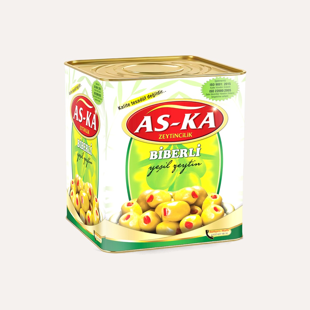 As-Ka Biberli Yeşil Zeytin 10 KG