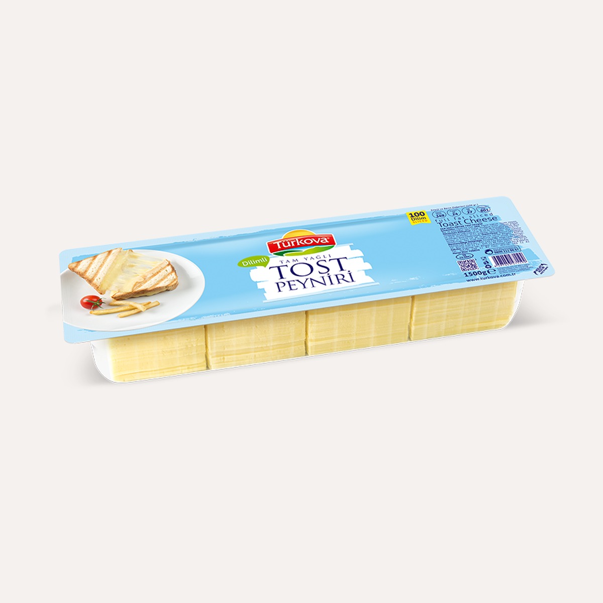Türkova Dilimli Tost Peyniri 1500 GR (100 Dilim)