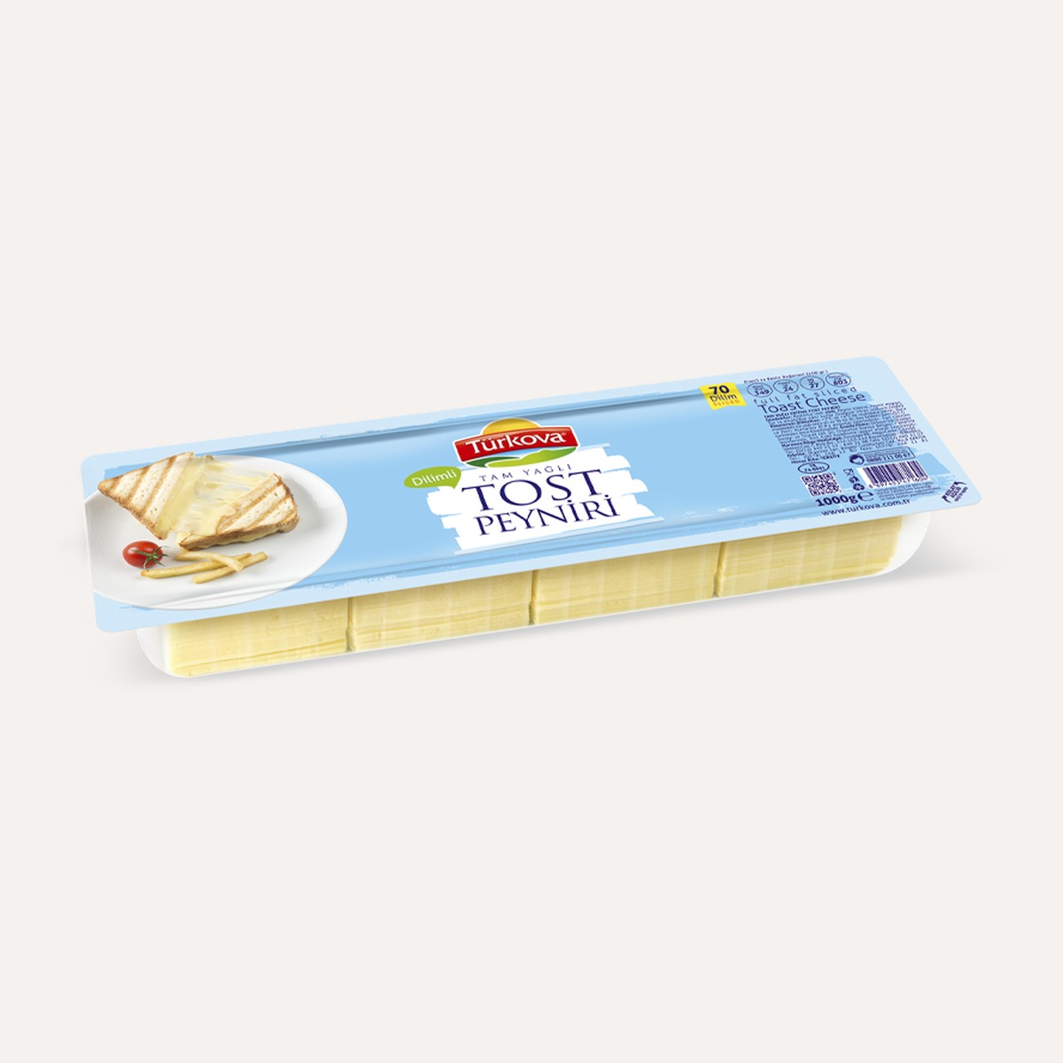 Türkova Dilimli Tost Peyniri 1000 GR (70 Dilim)